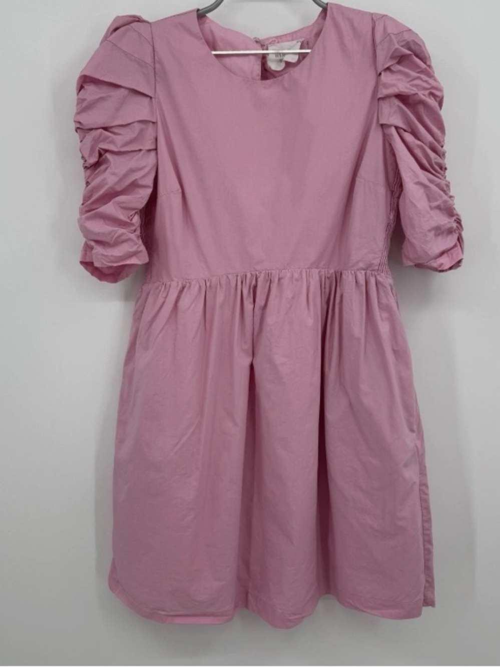 Kids Pink Puff-Sleeve Dress